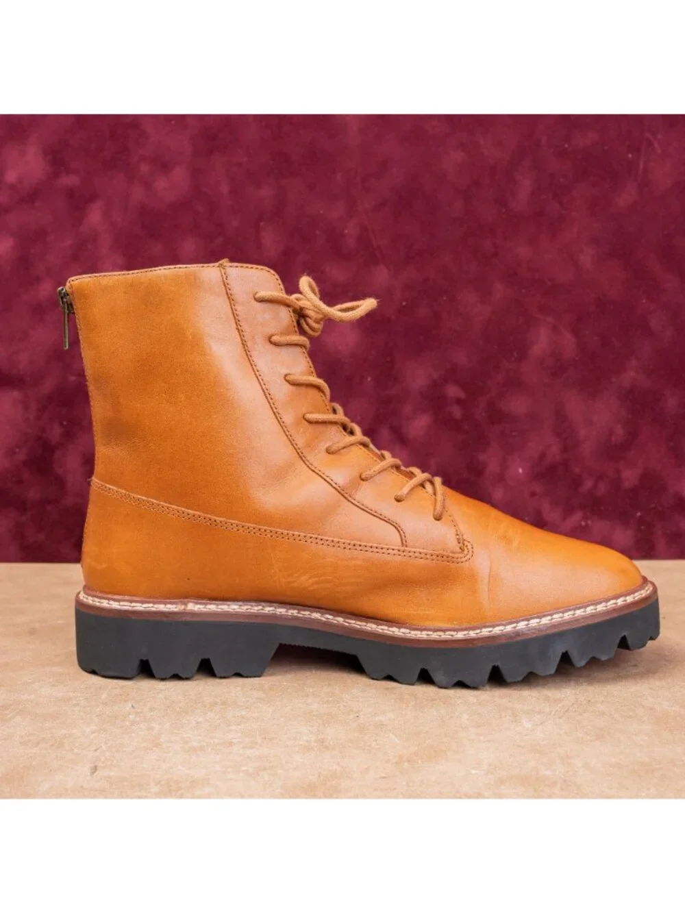 Madewell Women The Citywalk Lugsole Fashion Leather Brown Combat Boots sz 9
